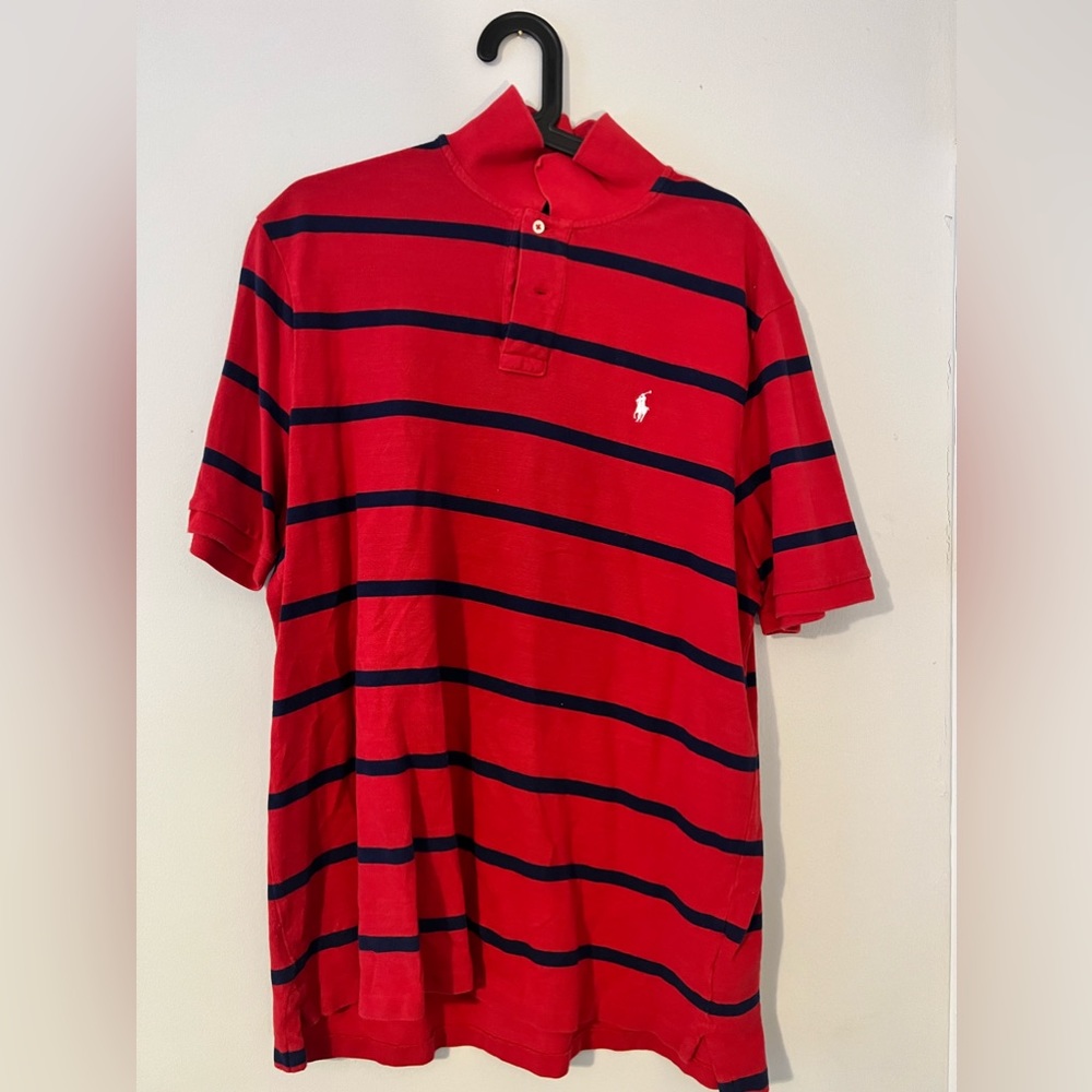 Striped Red Polo Ralph Lauren Shirt - Size XL